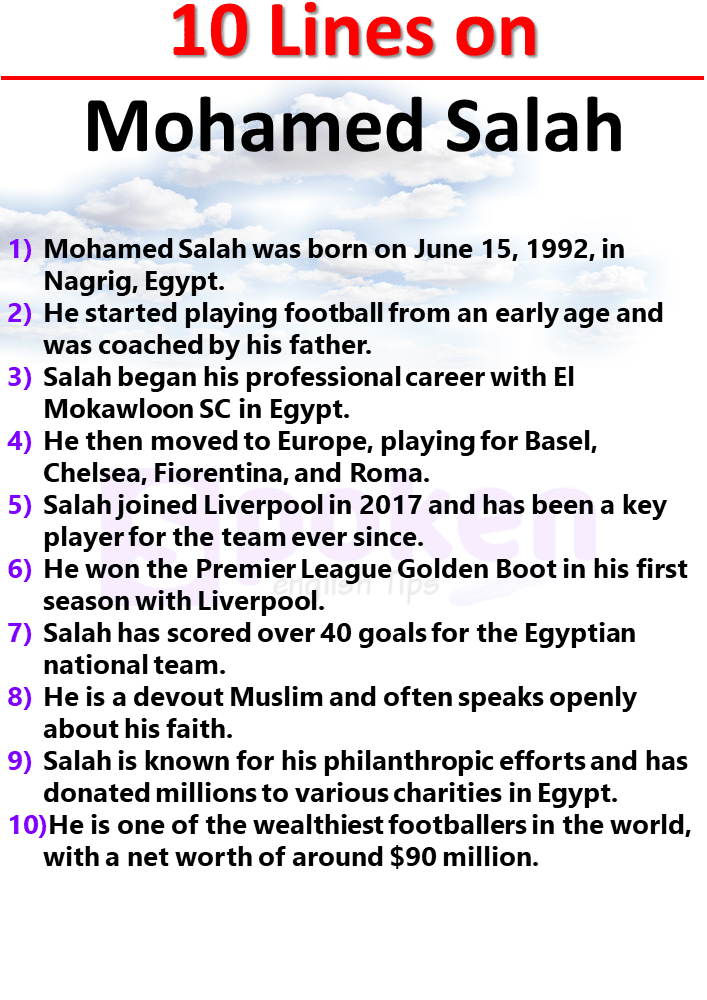 10 Lines on Mohamed Salah
