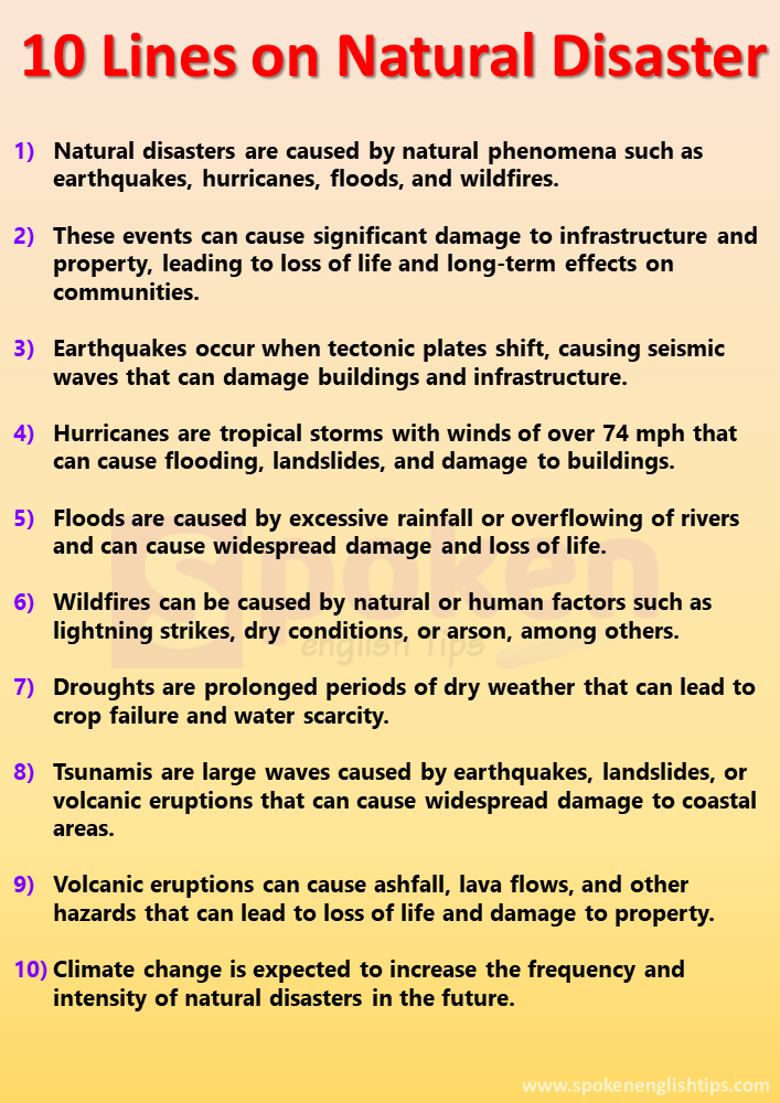 10 Lines on Natural Disaster
