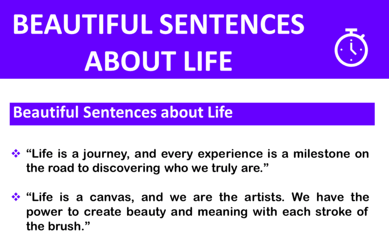 BEAUTIFUL SENTENCES ABOUT LIFE