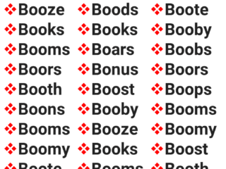 5 Letter Words Starting With Boo