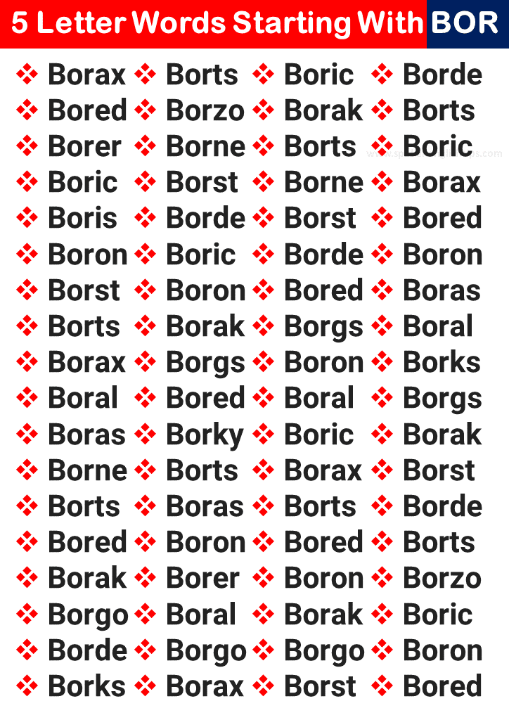 5 letter words bor