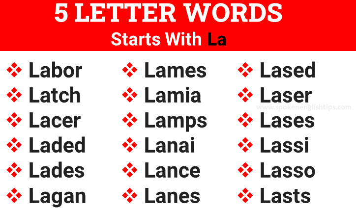 5 letter word that contains la