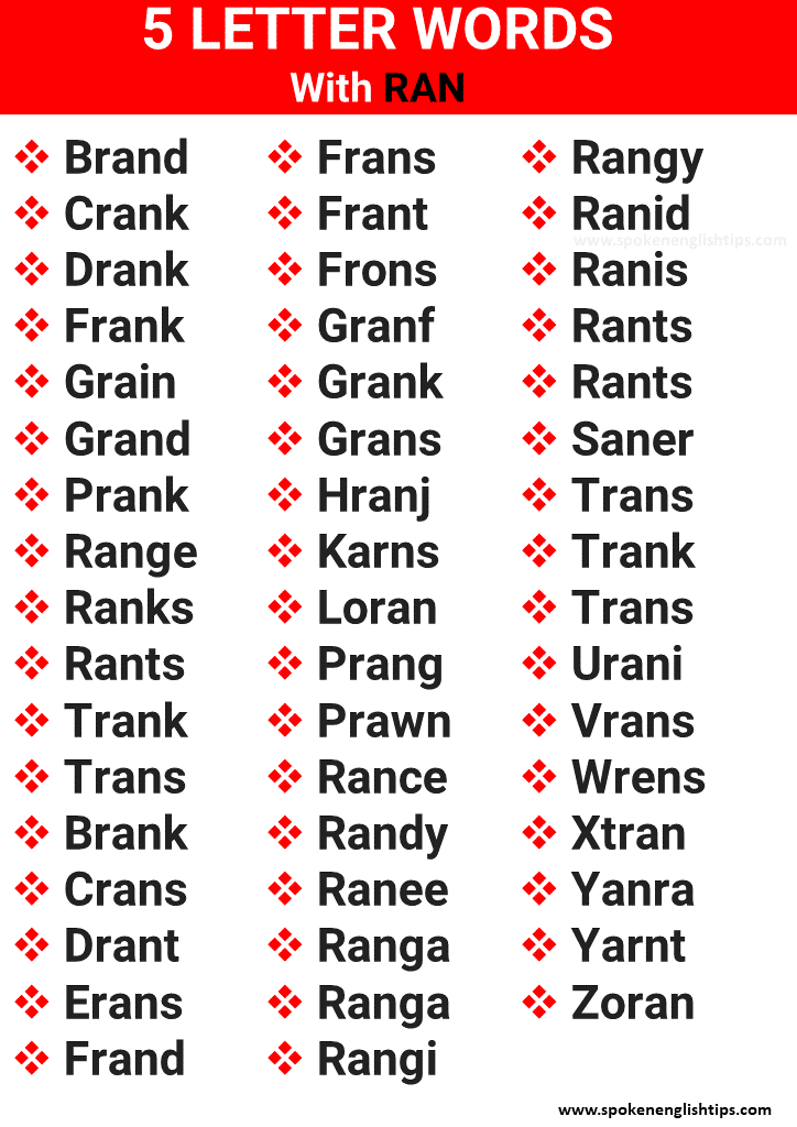 5 letter word using run