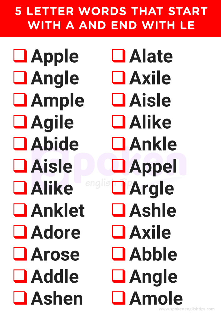 5 letter words that start with c and end with le