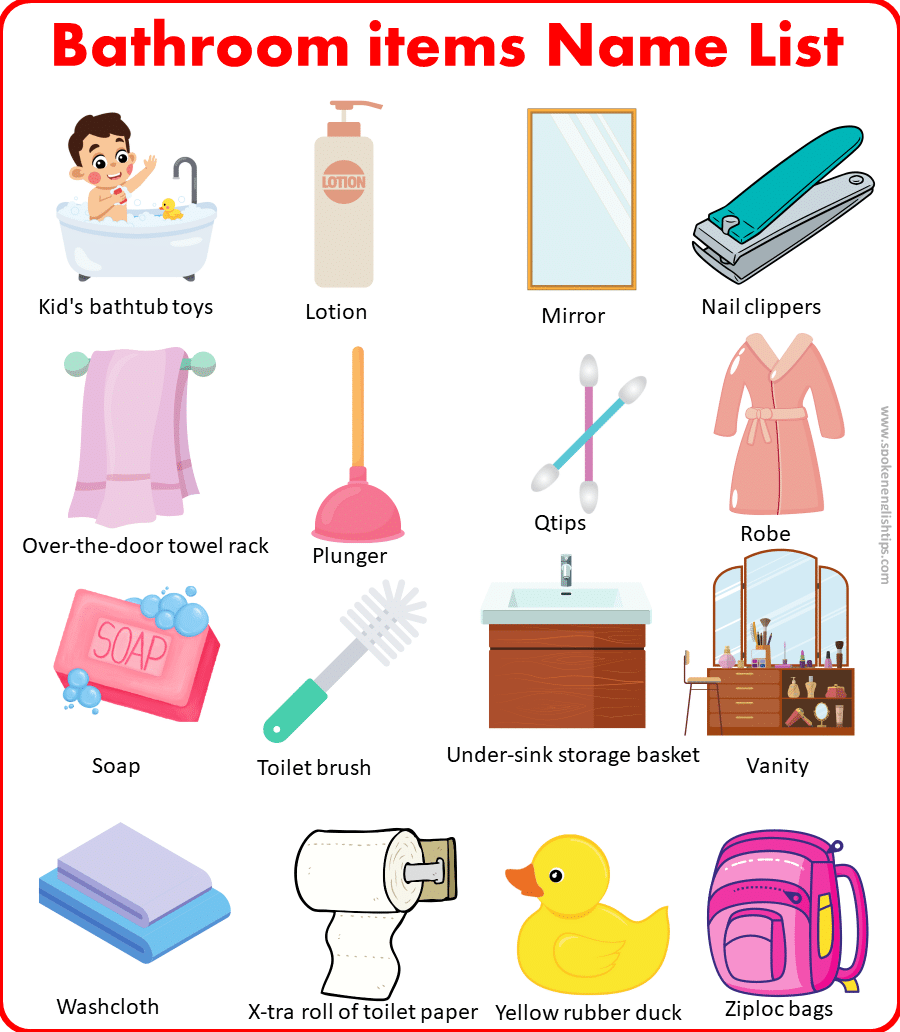 Bathroom Items Starting with A To Z