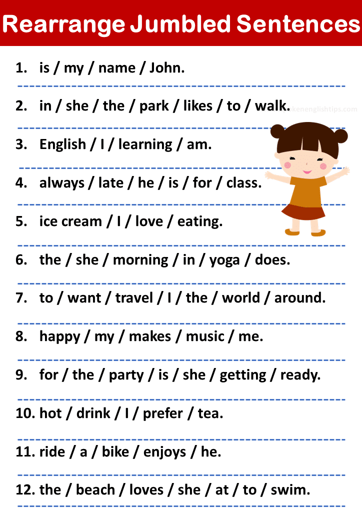 English Grammar Jumbled Sentences Exercises