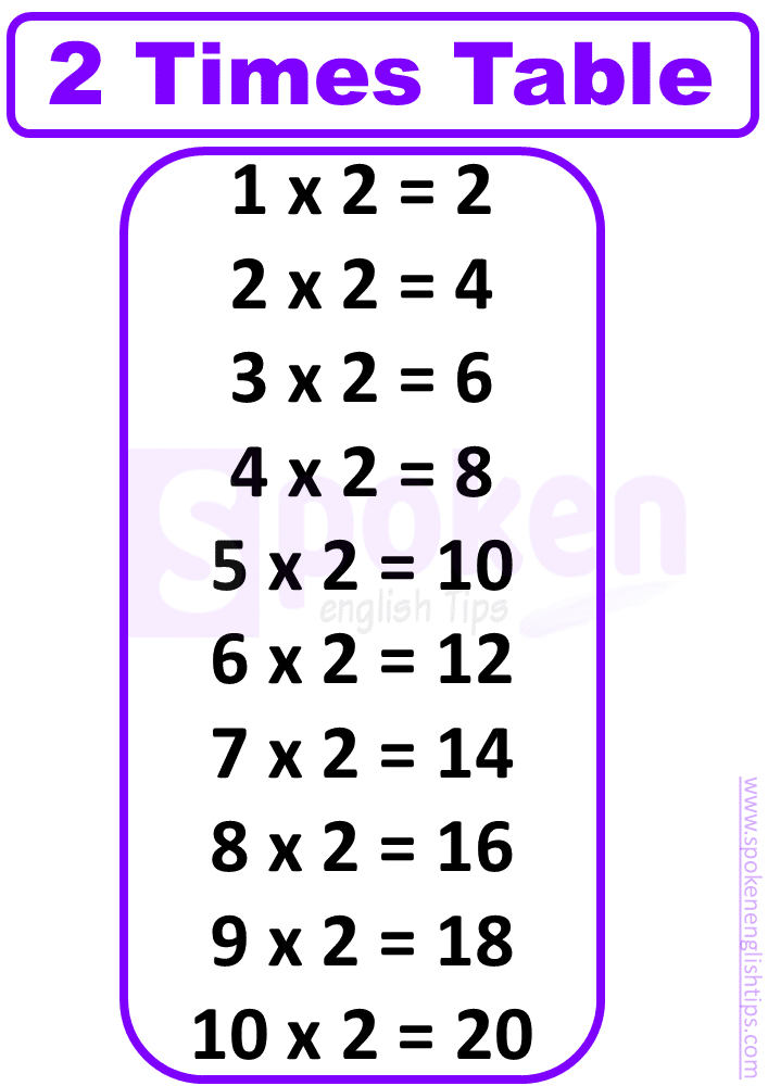 2 times table