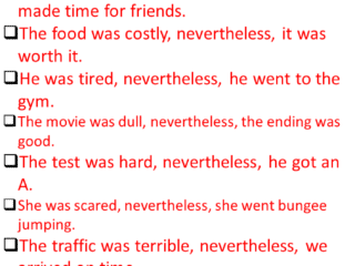 Sentences with Nevertheless