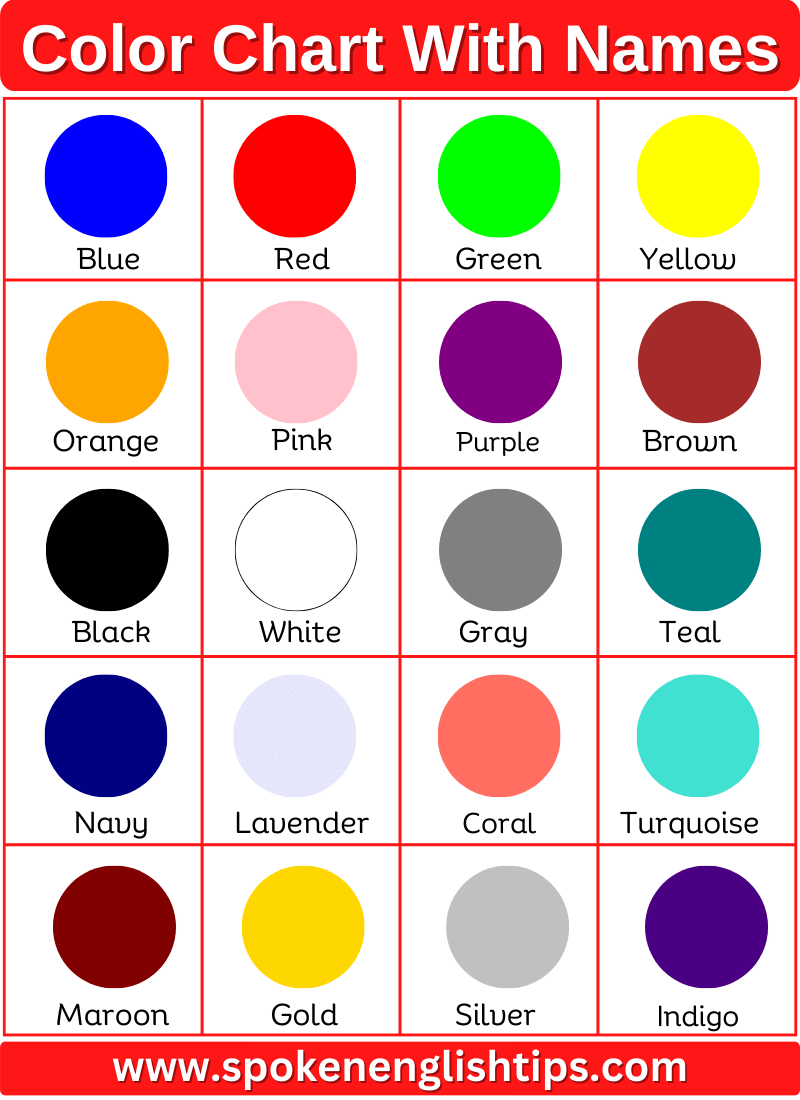 colours name in english