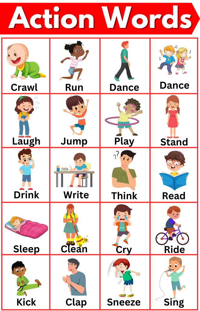 100 Action Words In English For Kids 2023