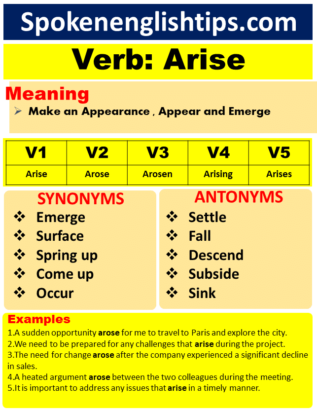 Arise Verb forms