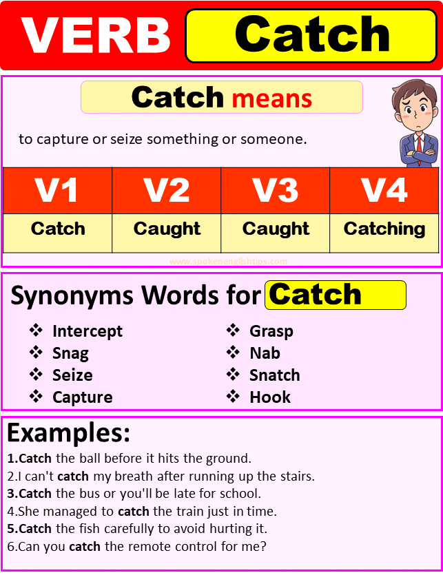 Catch Verb Forms Past Tense Of Catch Past Participle V1 V2 V3 V4