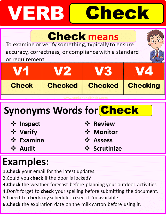 Check Verb Forms Past Tense Of Check Past Participle V1 V2 V3 V4