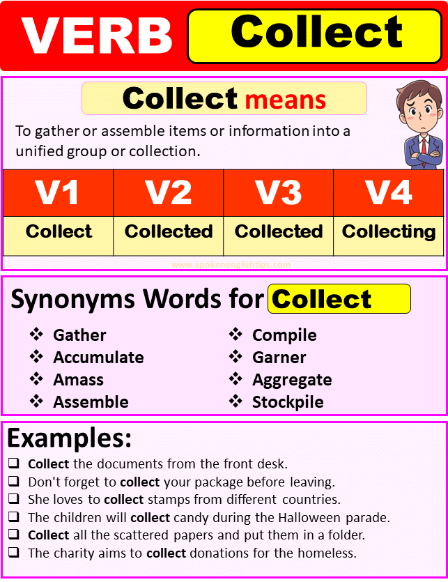 Collect Verb Forms - Past Tense Of Collect Past Participle & V1 V2 V3 V4