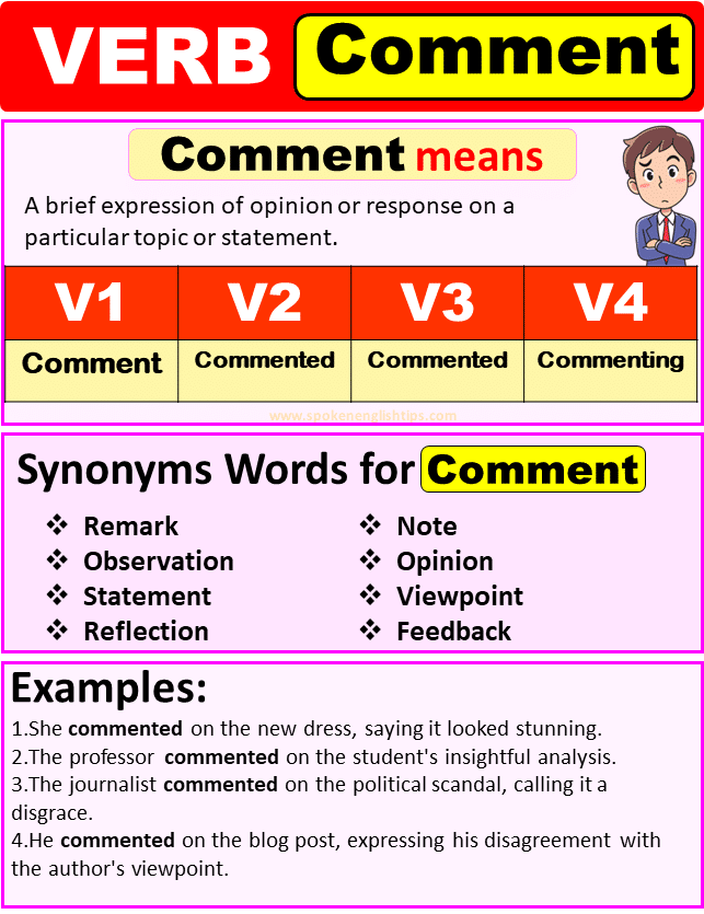 Comment verb forms