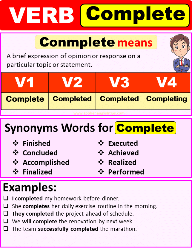 Complete verb forms