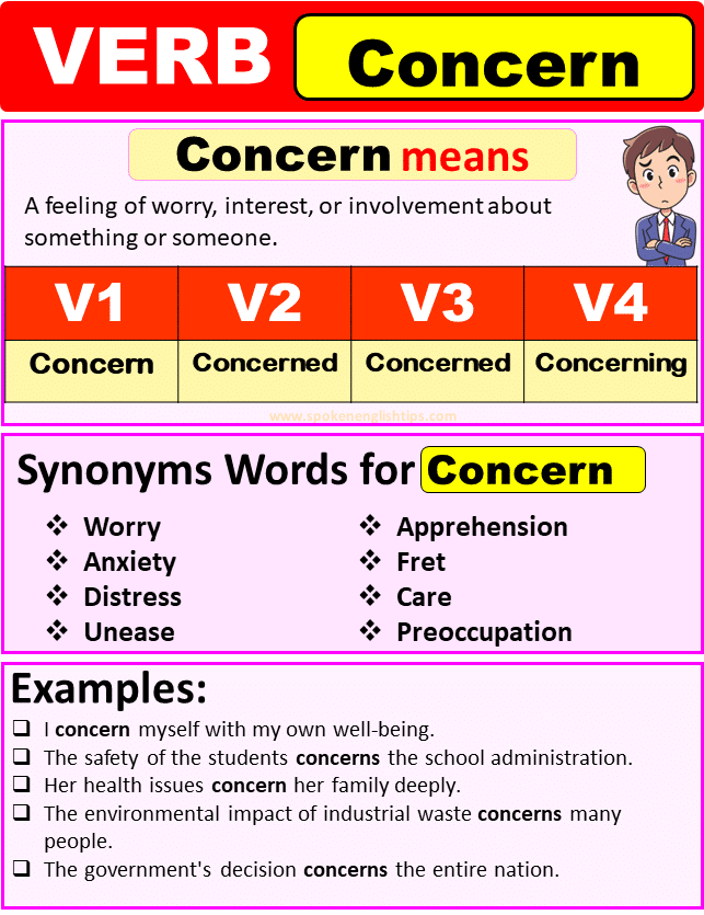 Concern Verb Forms Past Tense Of Concern Past Participle V1 V2 V3 V4