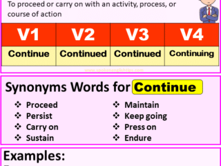 Continue verb forms