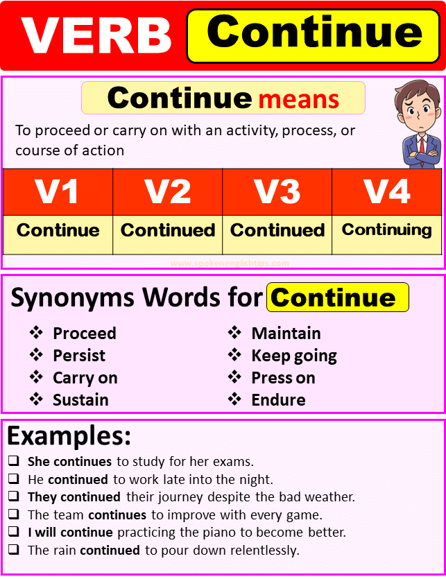 Continue verb forms