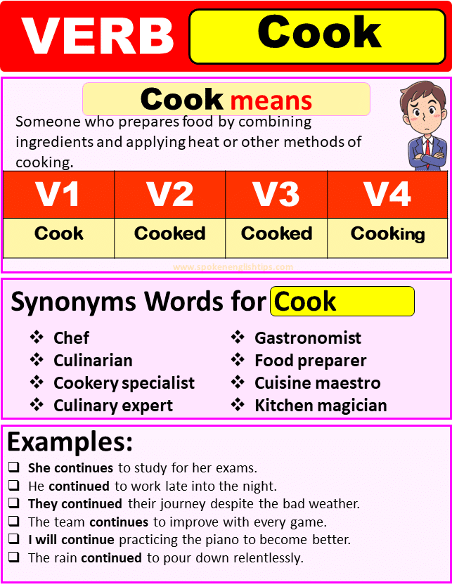 verb 2 and 3 cook