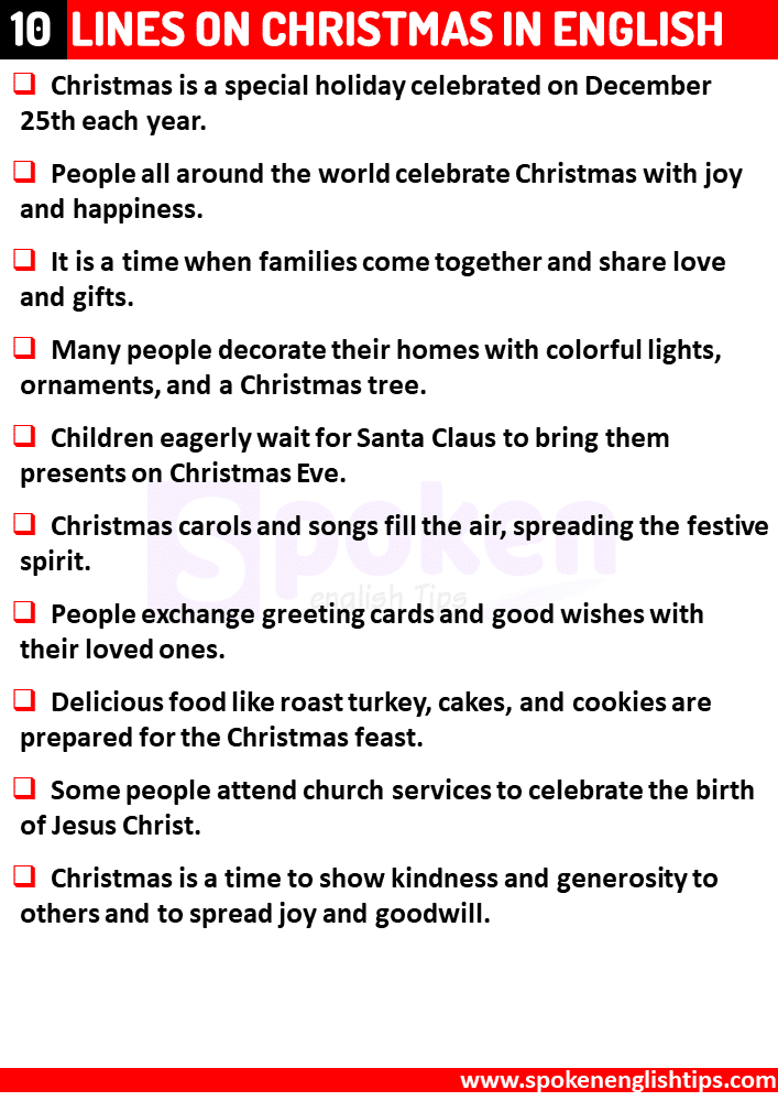 10 Lines On Christmas In English For Class 3
