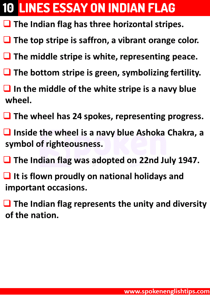 10 Lines On Indian Flag