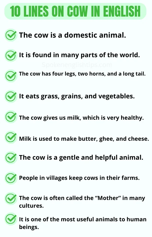 10 lines Essay on Cow in English 10 lines Essay on Cow in English
