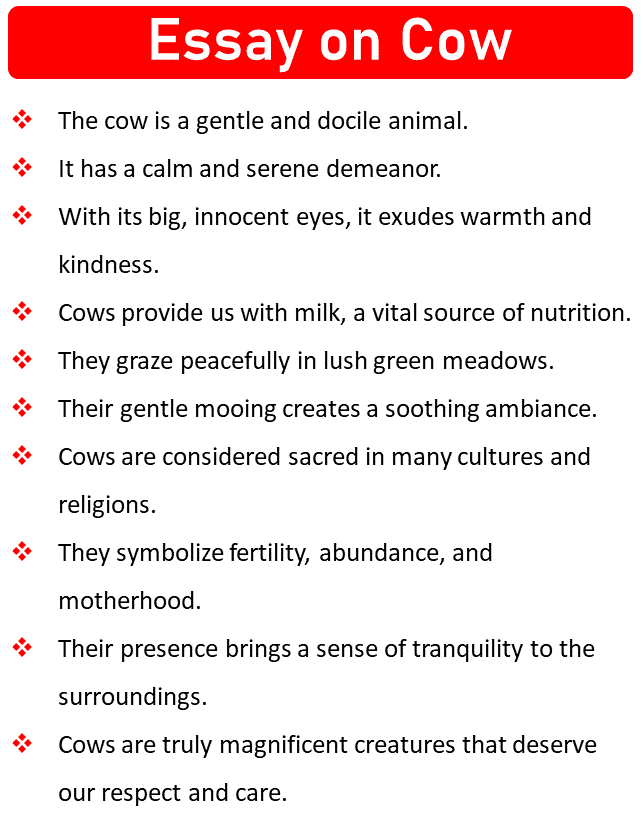 10 lines essay on cow