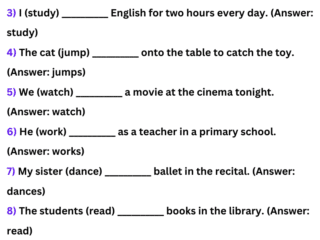 Exercise of Regular Verb