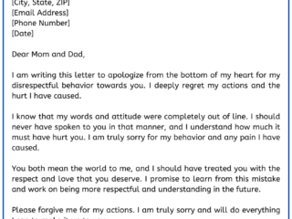 Apology Letter for Bad behavior