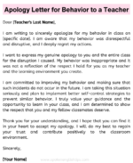 Apology Letter For Behavior To A Teacher
