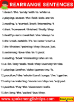 25 Rearange Jumbled Sentences With Answers