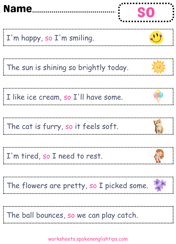 Sentence with so for kindergarten