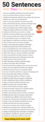 100 Sentence With Then For Kindergarten