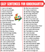 100 Very Easy Sentences For Kindergarten