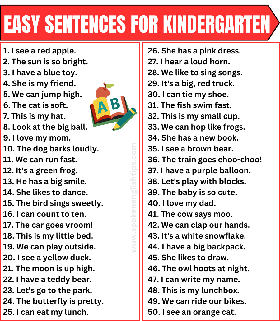 easy sentences for kindergarten