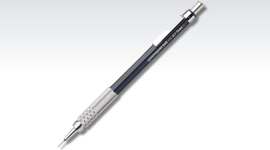 The Pentel GraphGear 500 Automatic Drafting Pencil in Blue (PG527C) is a precision writing tool designed 