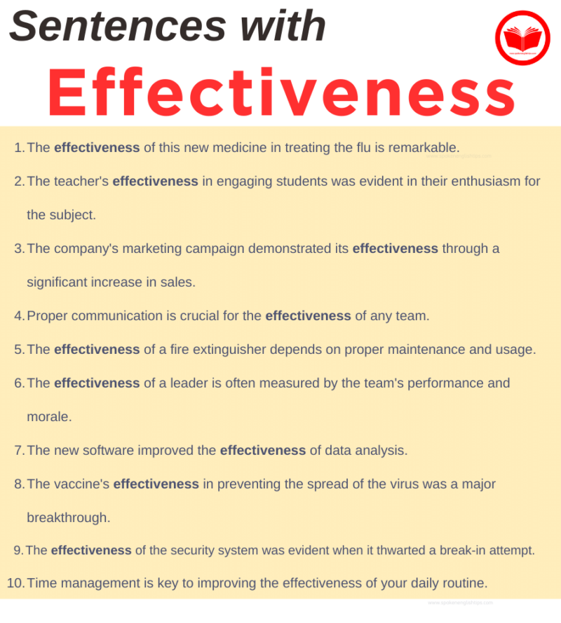 Effectiveness In A Sentence Wordhippo