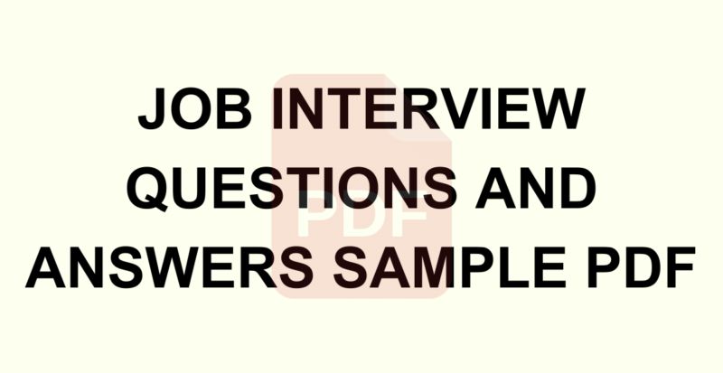 Job Interview Questions And Answers Sample Pdf
