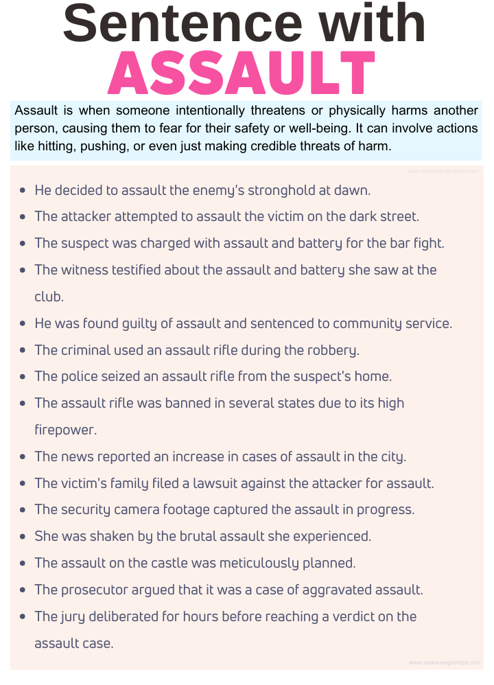 Sentences With Assault Assault In A Sentence In English Sentences For Assault 0157