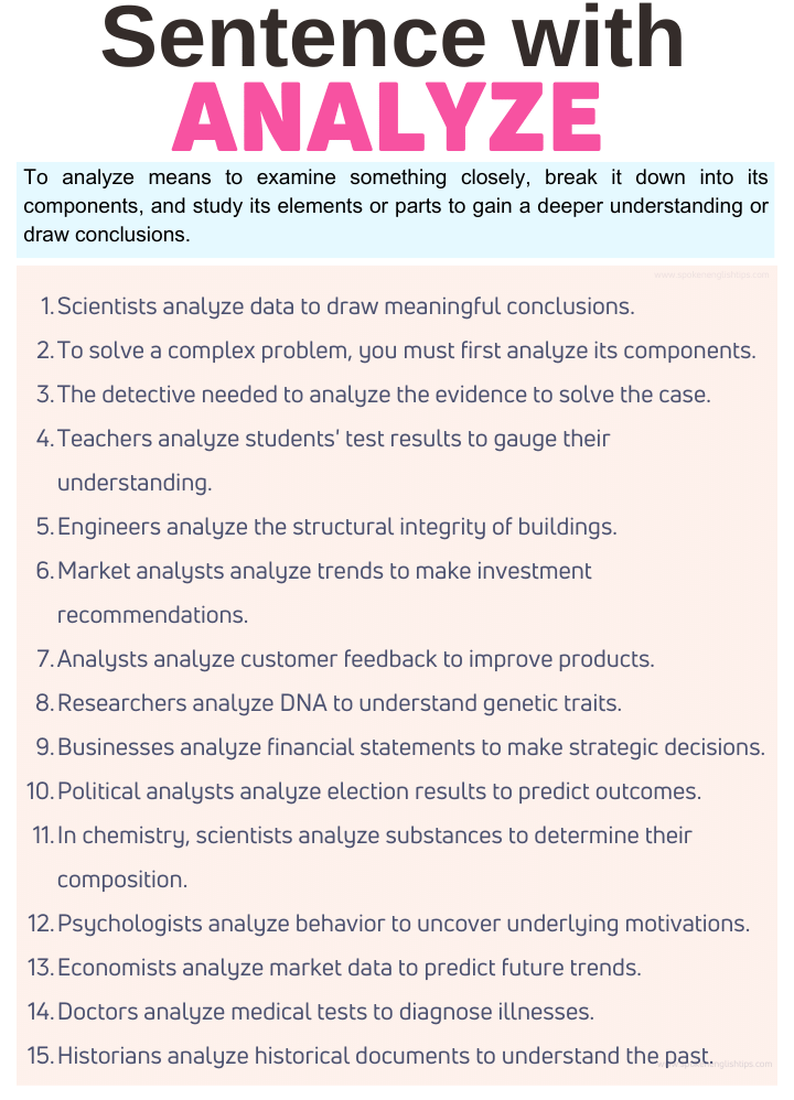 Sentences with Analyze