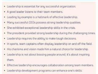 Sentences with Leadership