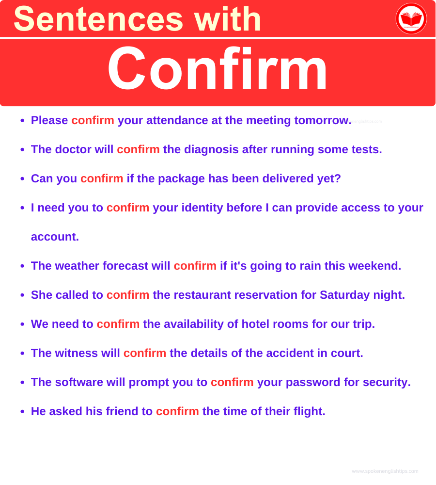  Confirm In A Sentence Definition Examples 2024