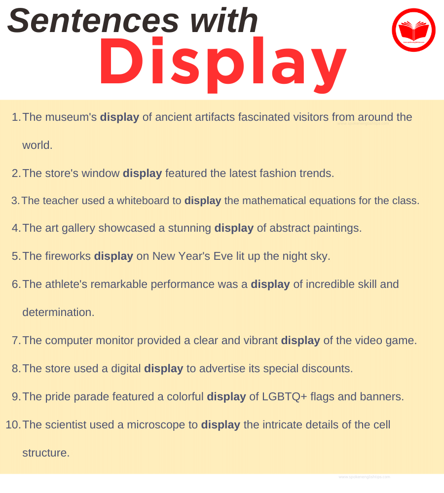  Display In A Sentence Definition Examples