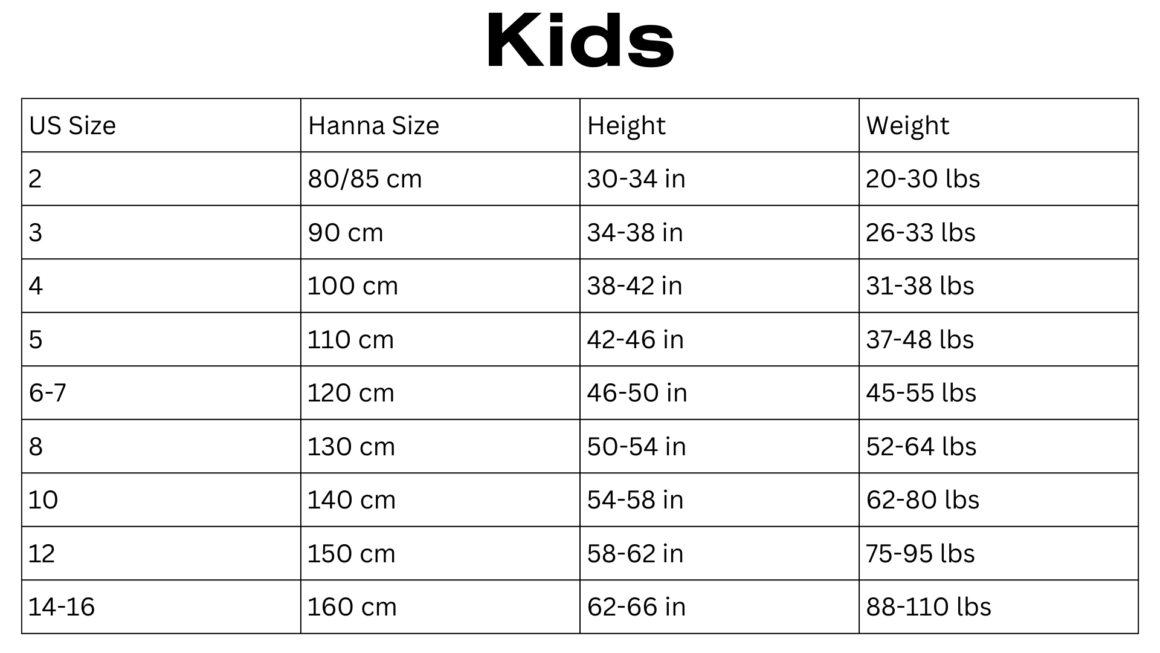 Hanna Andersson size chart