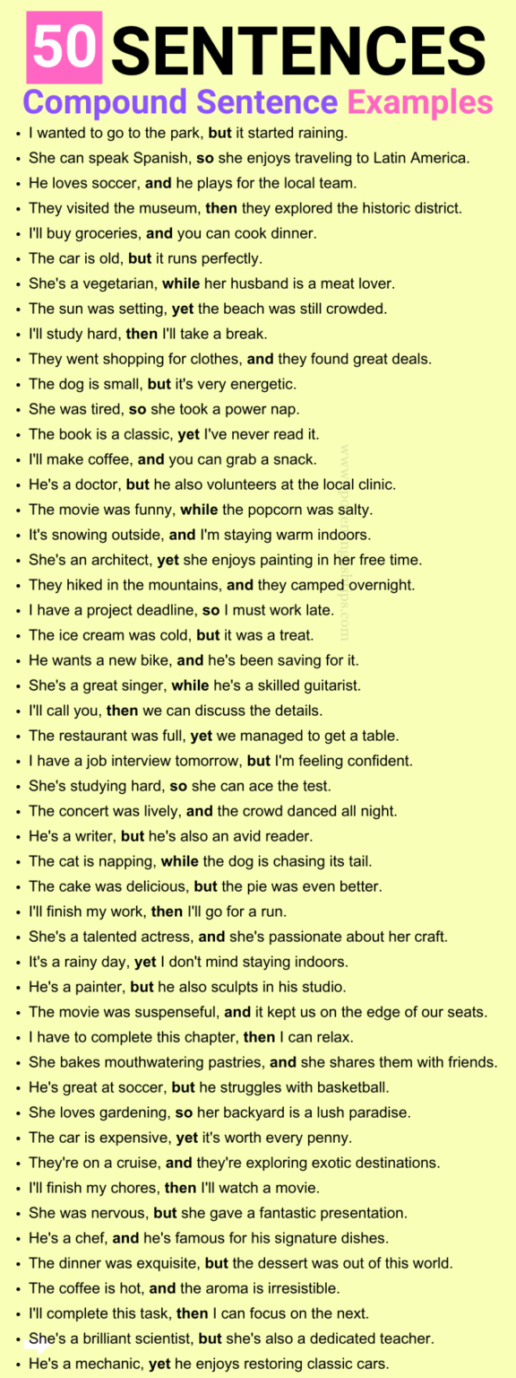 What Is A Compound Sentence? Compound Sentence Examples