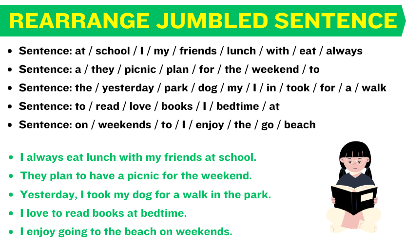 Rearrange the words to make Meaningful Sentences