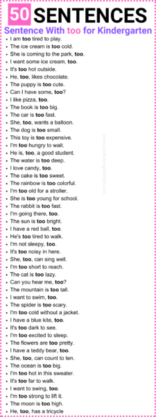 100 Very Easy Sentences For Kindergarten