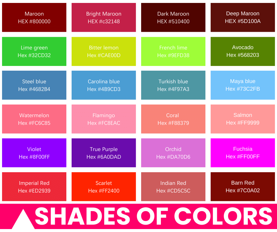 Colors Name in English with Code
