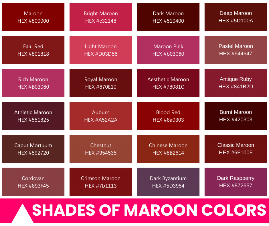 Shades of Maroon Color